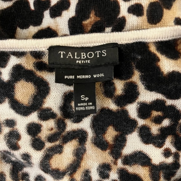 100% Merino wool Talbots SP light leopard print sweater - Picture 5 of 5